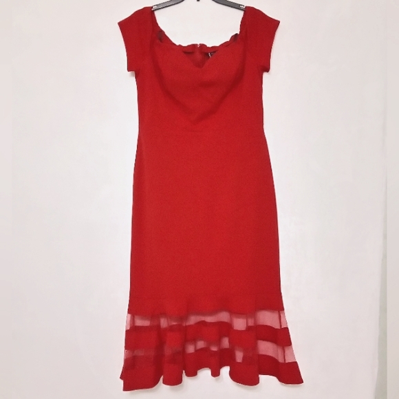 REBECCA B. MID-CALG DRESS | SIZE 14 | RED - Picture 1 of 5
